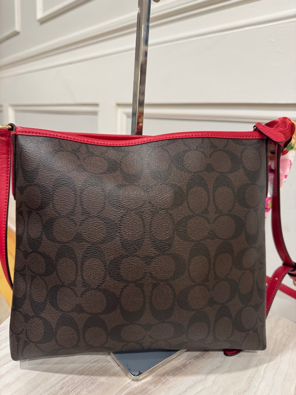 Coach File Messenger Brown Red Signature Crossbody - Picture 8 of 17